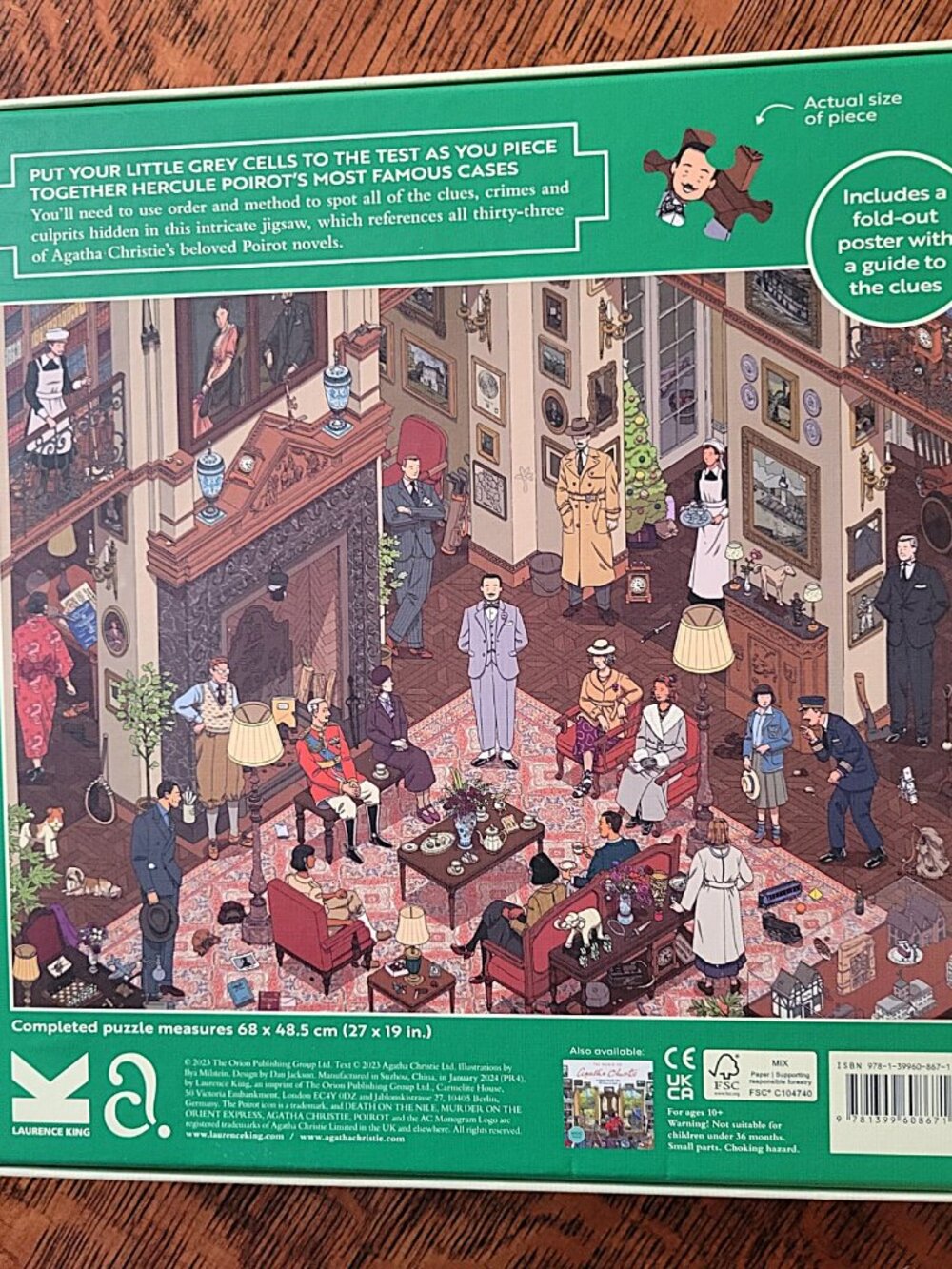 World of Hercule Poirot 1000pc jigsaw puzzle with Agatha Christie's detective - Picture 2 of 2